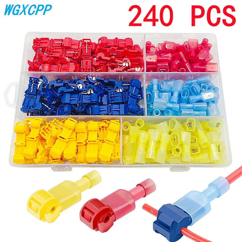 Boxed,T-type Crimp Terminal,Wire and Cable Connection Clip,Plug-in Splicing Connector,Quick Peel-Free Connector Plug