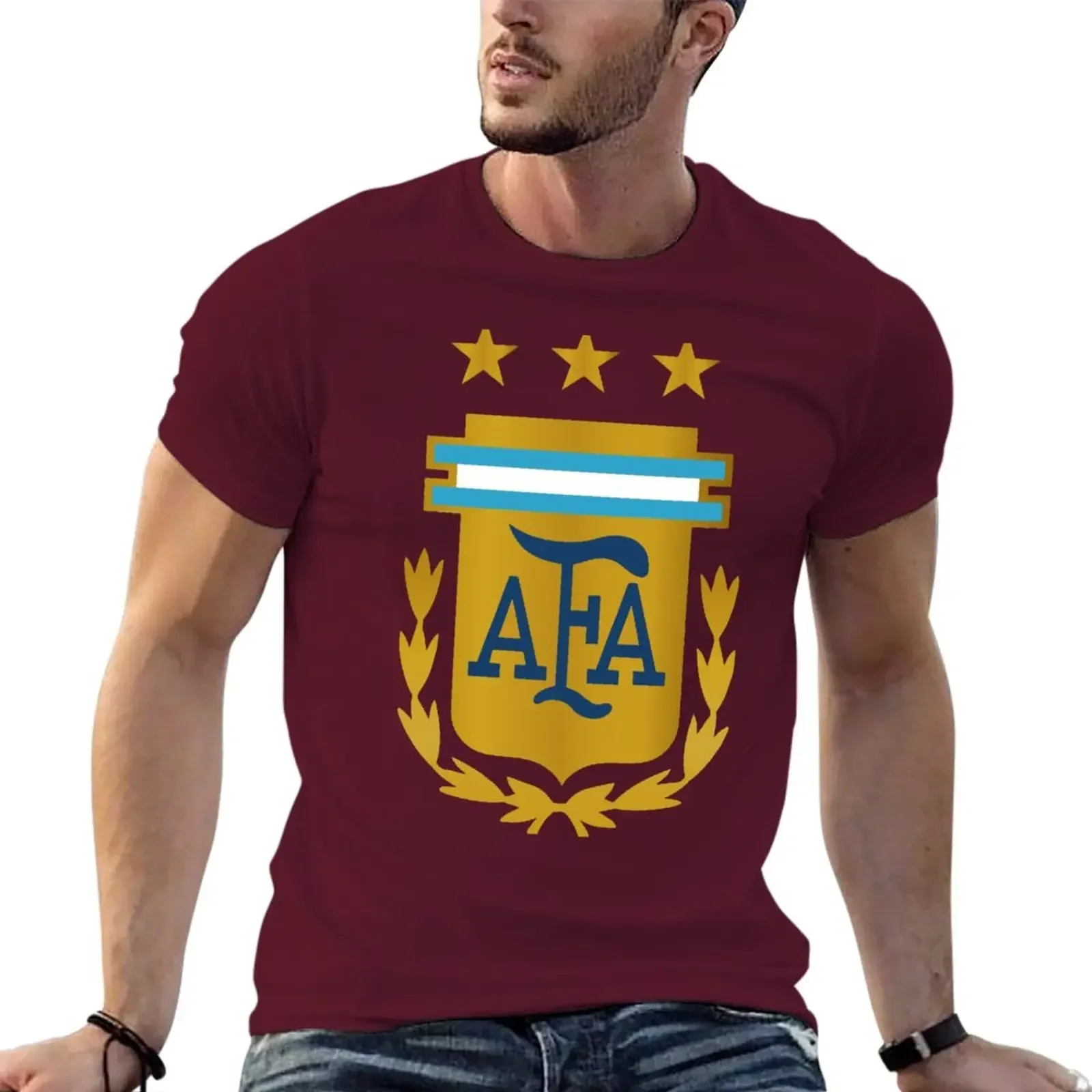 Argentina National Emblem 3D printed T-shirt, men\'s casual fashion simple lightweight breathable quick drying top, Asian size