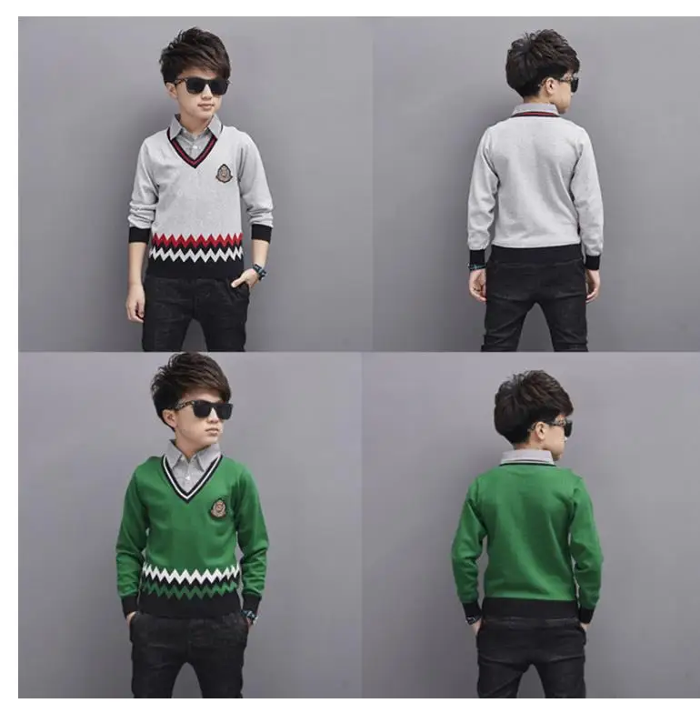 Boy\'s sweater autumn winter outfit is thickened circular collar cover hea