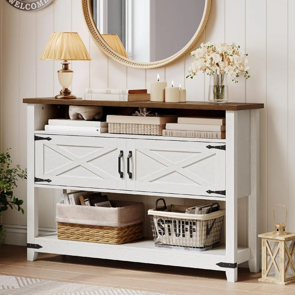 Farmhouse Entryway Table with Storage, 47.2