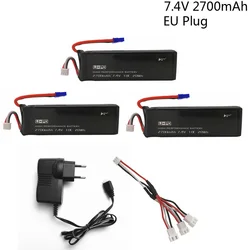 7.4V 2700mAh battery for Hubsan H501S H501C X4 RC Quadcopter Battery with 1 In 3 Cable and USB Charger Set 7.4 V 2700 mah 2S