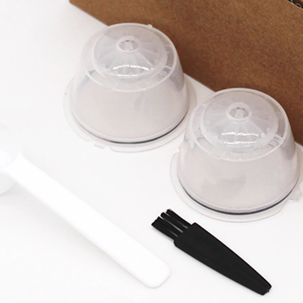 B15C 5PCS Reusable For Nestle For Dolce Gusto Coffee Capsule Filter Cup Refillable Filter Basket Caps Reusable Spoon Brush