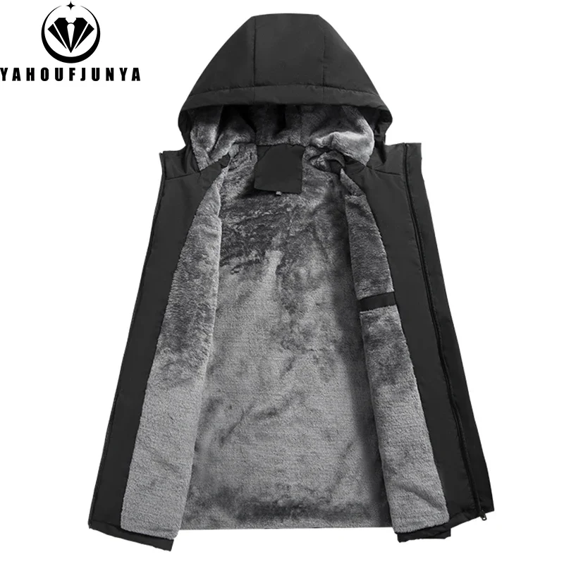 2025 New Spring Men Outdoor Hooded Windbreak Fleece Jacket Coats Men Autumn Warm Outwear Casual Fashion Solid Jacket Male Tops - Image 2
