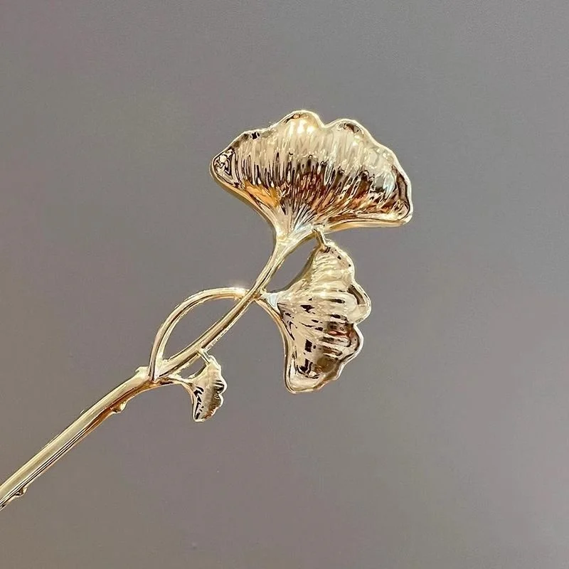 New Chinese-Style Ginkgo Leaf Hairpin for Women, Niche Design with a High-End Feel, Hairpin Accessory for Cheongsam and Hanfu view 5