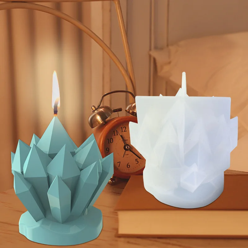 Resin silicone mold, multi-angle crystal cluster three-dimensional candle mold, artistic table decoration, DIY casting mold