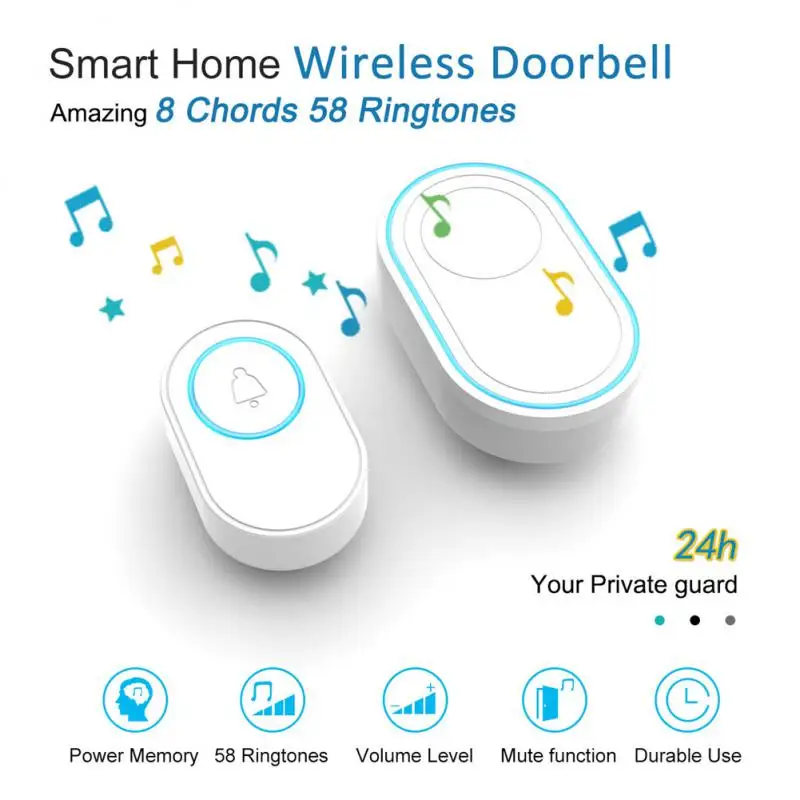 Dingdong-Sonnette de porte télécommandée étanche, Wi-Fi, téléavertisseur de sécurité, prise EU Us, mini sonnette de bienvenue à la maison, nouveau bouton de maison intelligente, tendance