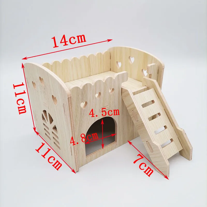 Assembled version Hamster solid wood small house swing sleeping house seesaw golden bear double layered villa hamster supplies