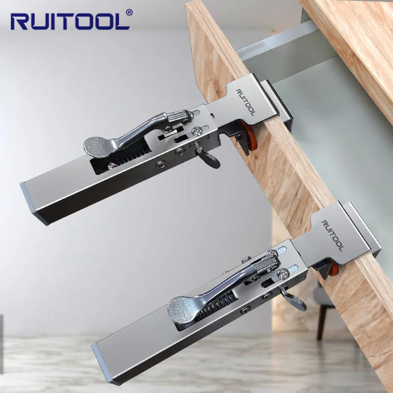 Press-type quick drawer clip, handle-free drawer mounting fixture aid