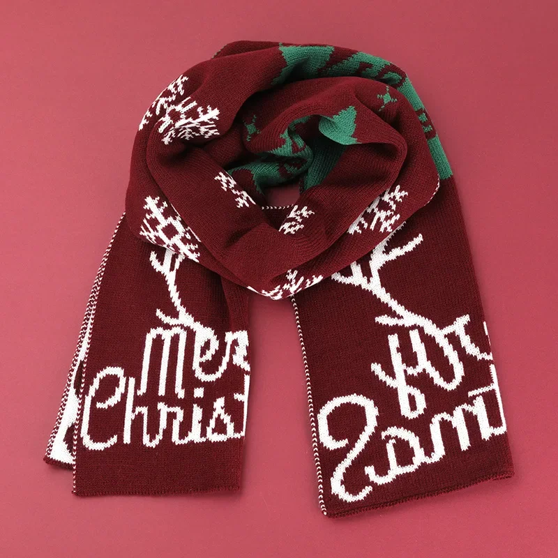 Christmas Antlers Red Scarf, New Autumn and Winter Thickened Warm Scarf, Girl Cute, Sweet and Versatile Festival