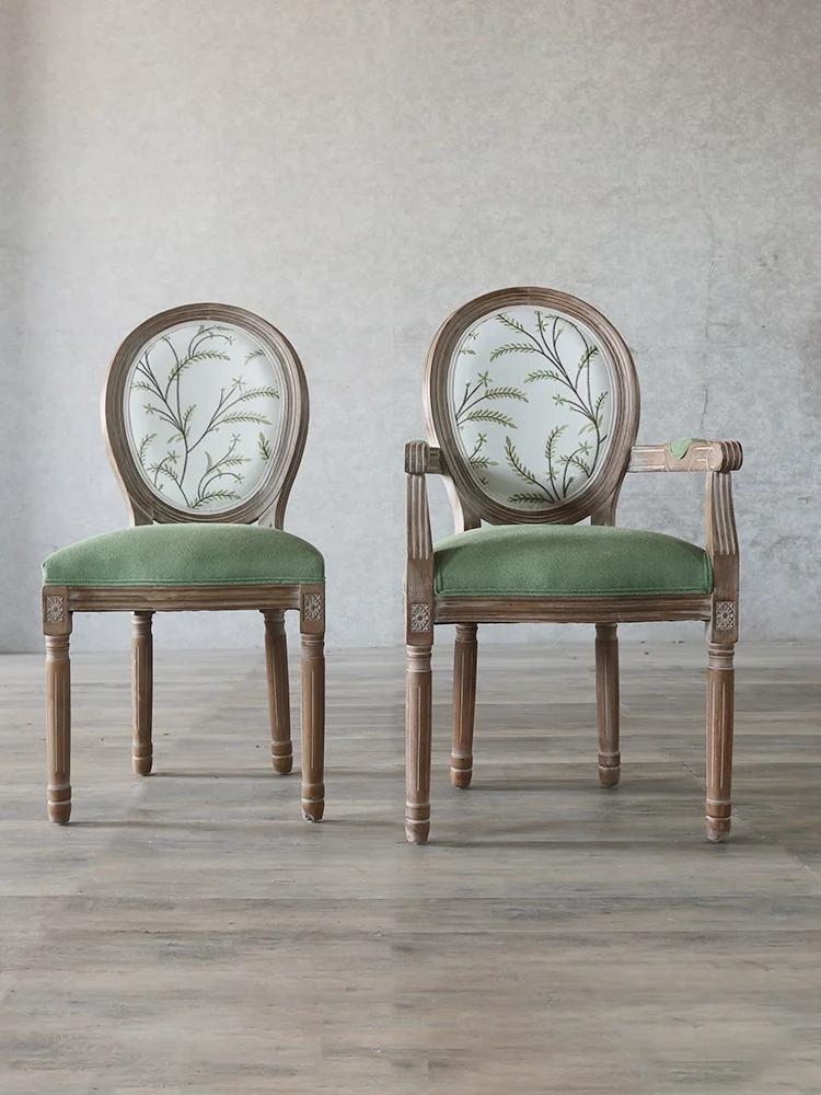 European Style Dining Chair Vintage Distressed American Restaurant Hotel Cafe Designer Leisure New Chinese Style Chair
