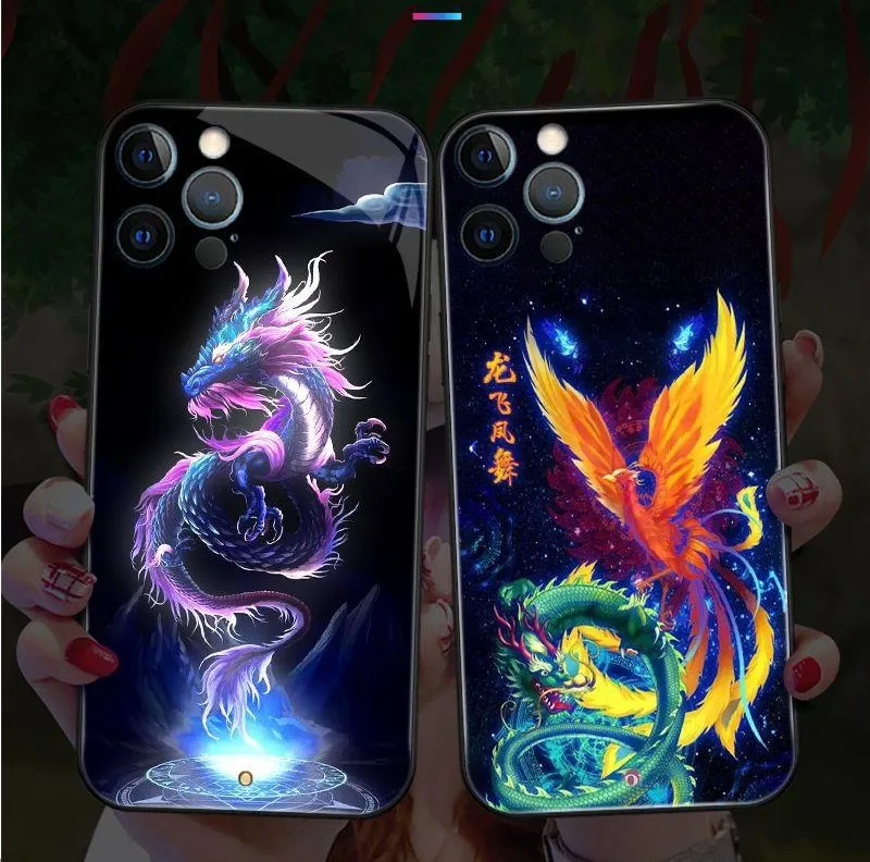 

Smart LED Light Glowing Luminous Tempered Glass Back Phone Case For Xiaomi 13 12 X 11 Pro Ultra Redmi K60 E K50 K40 S Cover