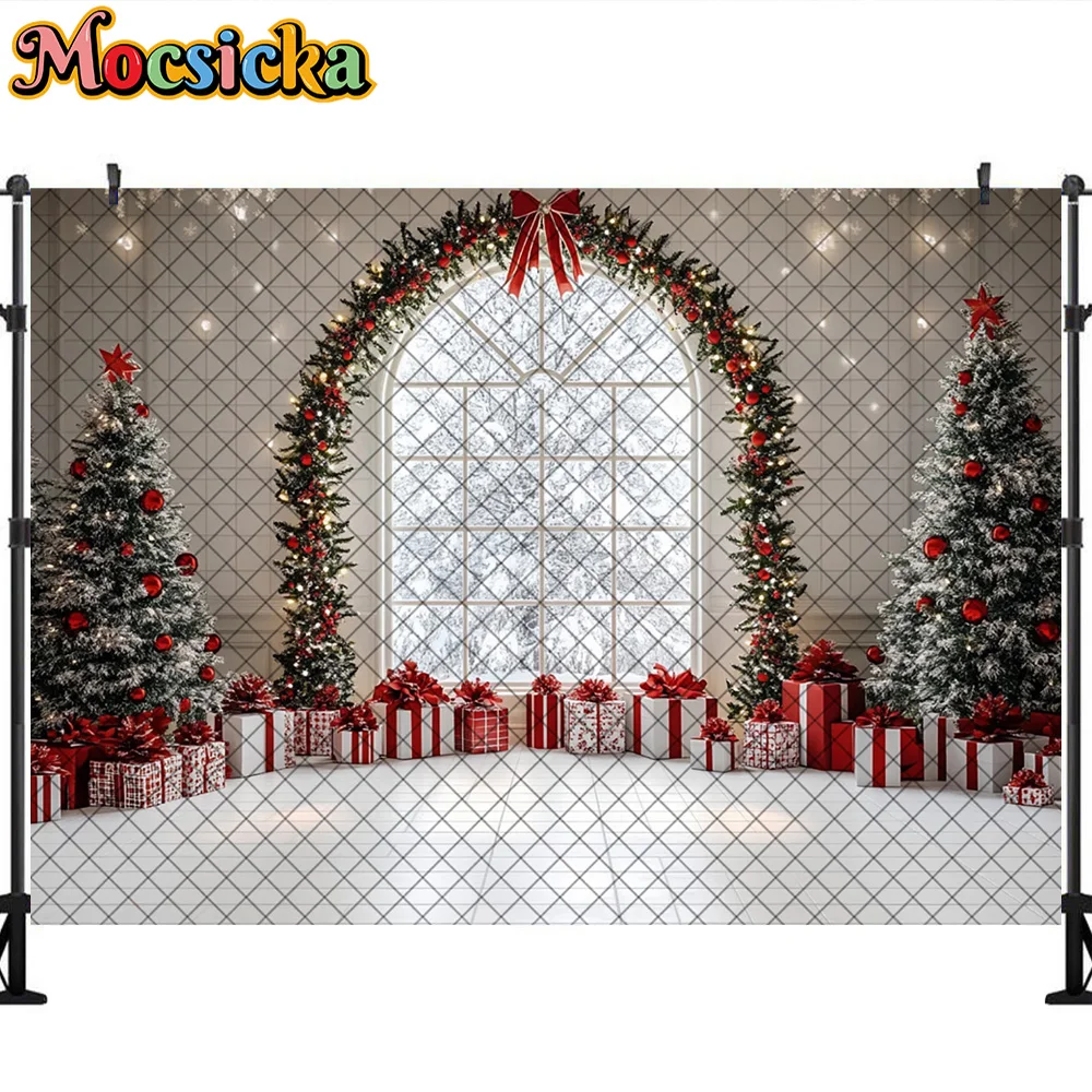 Mocsicka خلفيات للتصوير الفوتوغرافي شجرة عيد الميلاد نافذة غرفة ديكورا الأسرة عيد الميلاد عطلة صورة خلفية الصورة للصور