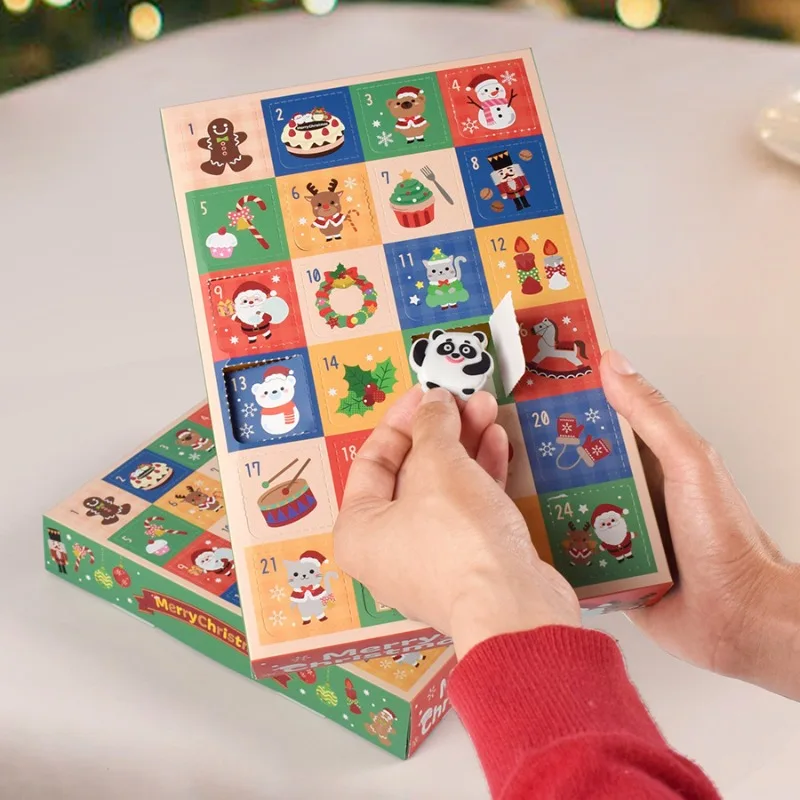 10Pcs Christmas Surprise Blind Box 24grids Child Countdown Advent Calendar Box Poked with Finger Empty Gift Packing Boxes