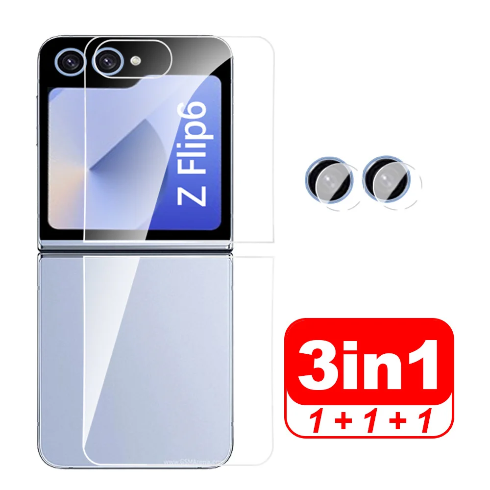 Samsun Zflip6 Protective 3In1 Camera Lens Rear Tempered Glass For Samsung Galaxy Z Flip6 Flip Zflip 6 5G Screen Protector