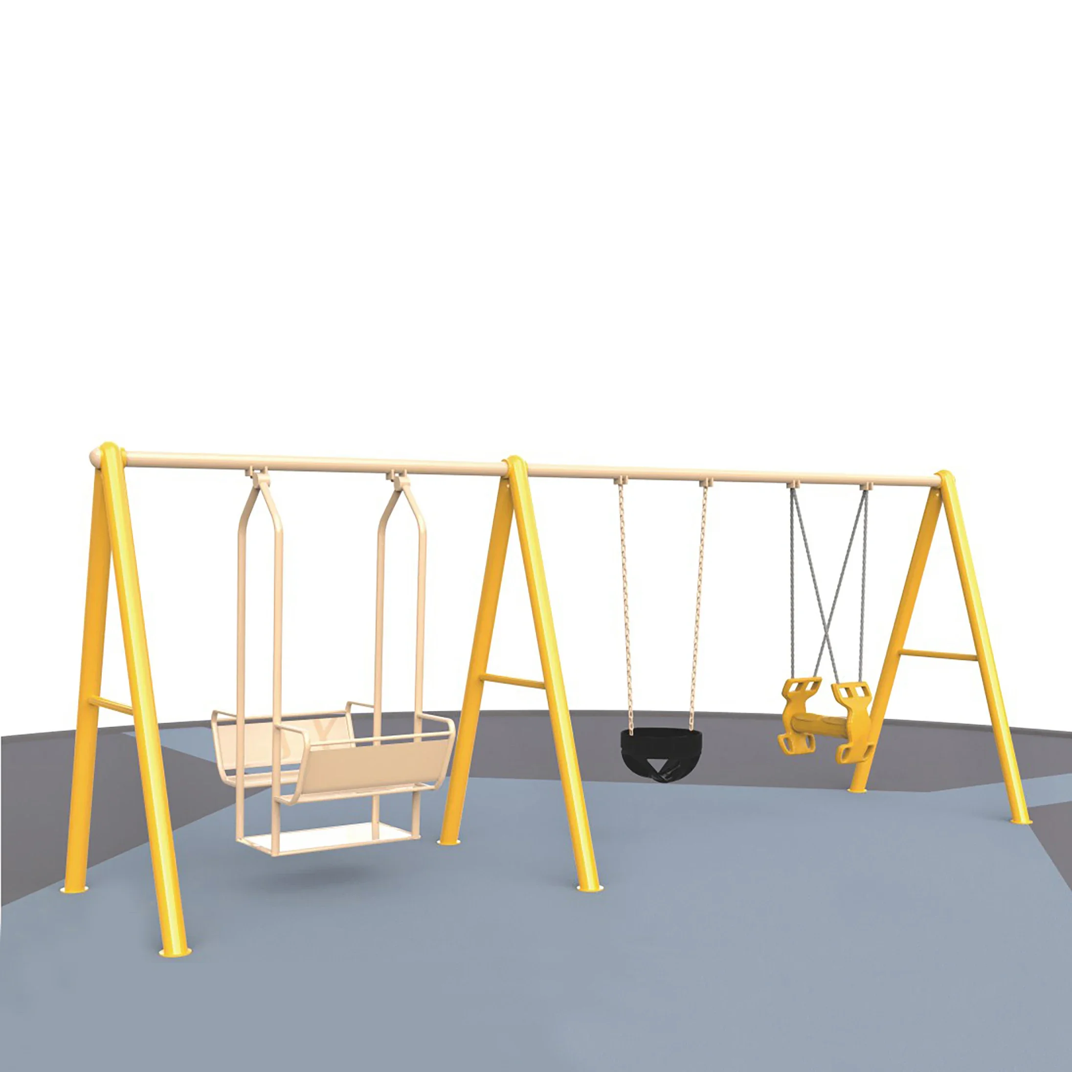 Kids metal outdoor playground swing with 4 seats