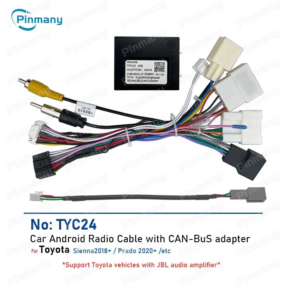 Car Radio Cable Wire Harness Connector CANBus adapter for Toyota Camry C-HR Corolla Yaris Sienna Prado with JBL audio amplifier