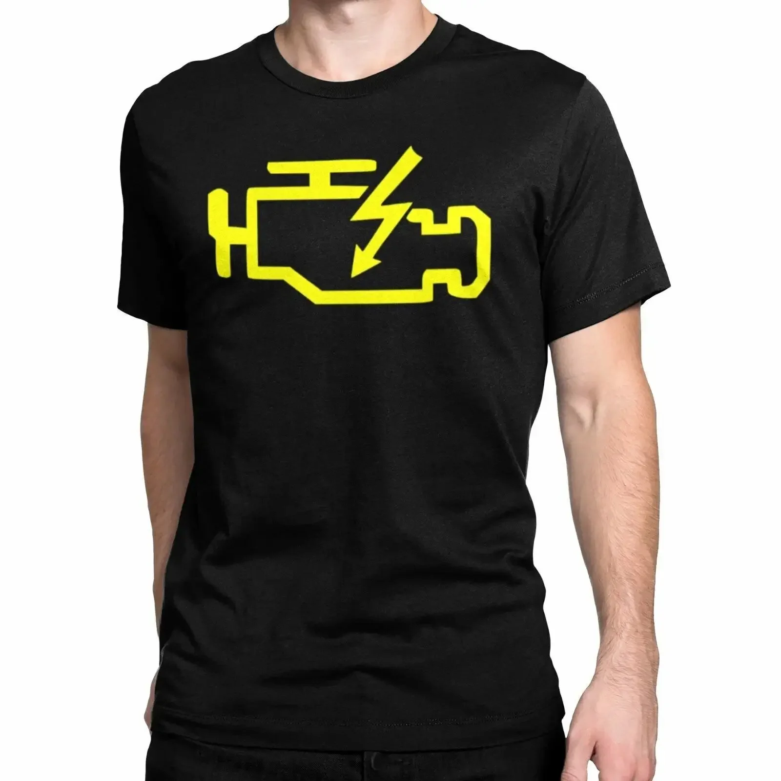 CHECK ENGINE LIGHT T Shirt Black S 3XL JDM Boost Funny Mechanic Turbo Auto Car vintage Washed Stretched homme streetwear