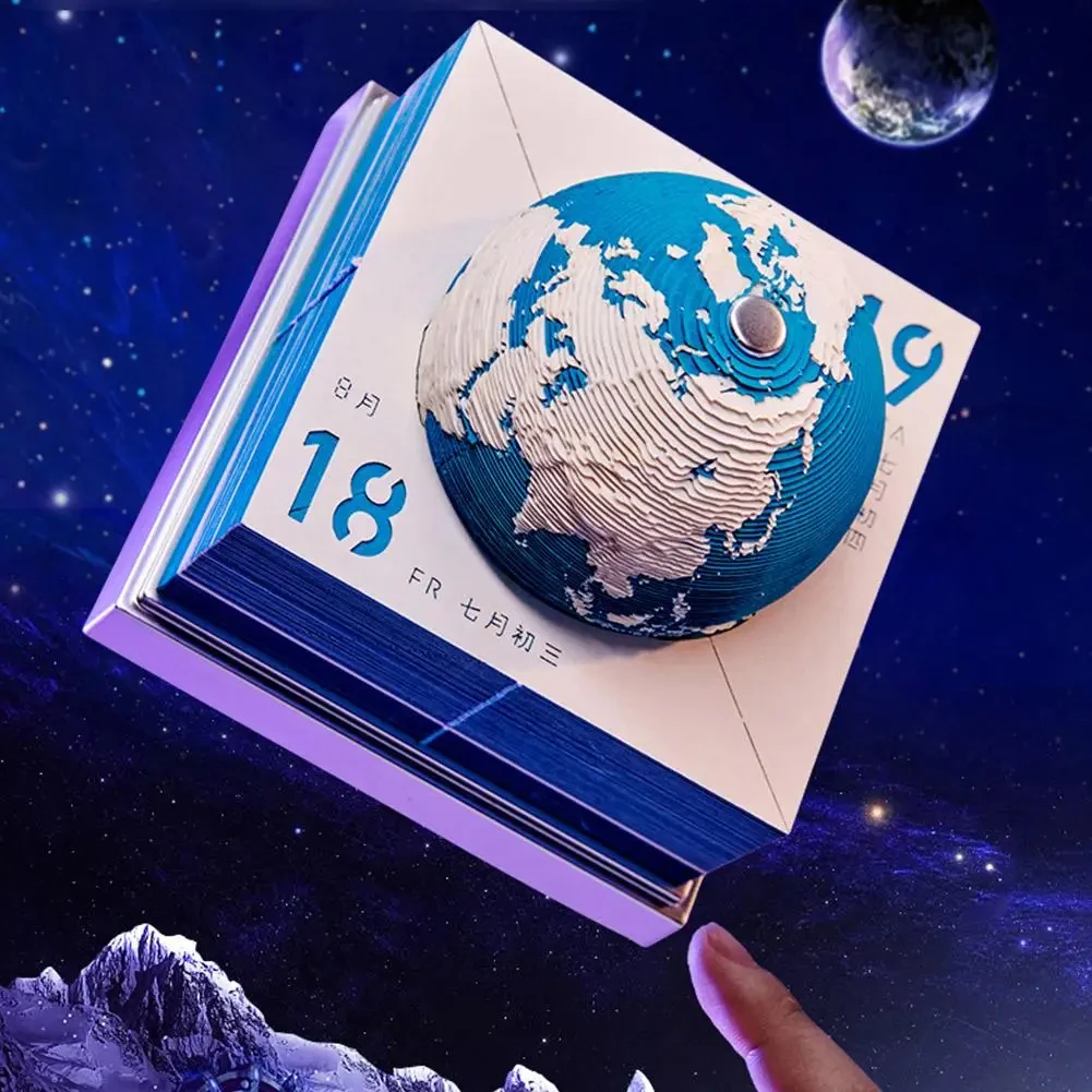 3D Notepad Paperwill Earth 3D Calendar 2024 3D Memo Pad Block Notes Offices Paper Notes Christmas Birthday Gift