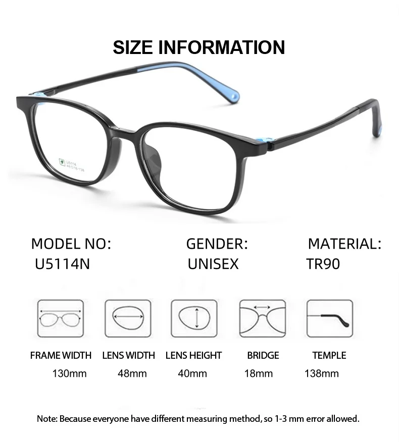 عدسات طبية ELECCION TR90 نظارات بصرية متعددة البؤر للأطفال إطار قصر النظر عدسة تقدمية فوتوكروميك