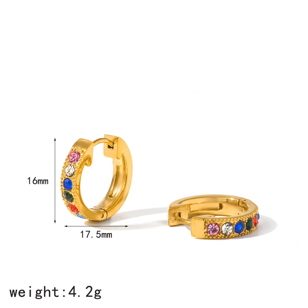 Klassische Edelstahl-Cubic-Zirkonia-Huggie-Creolen für Damen, wasserfest, hypoallergen, Modeschmuck – Detail 7