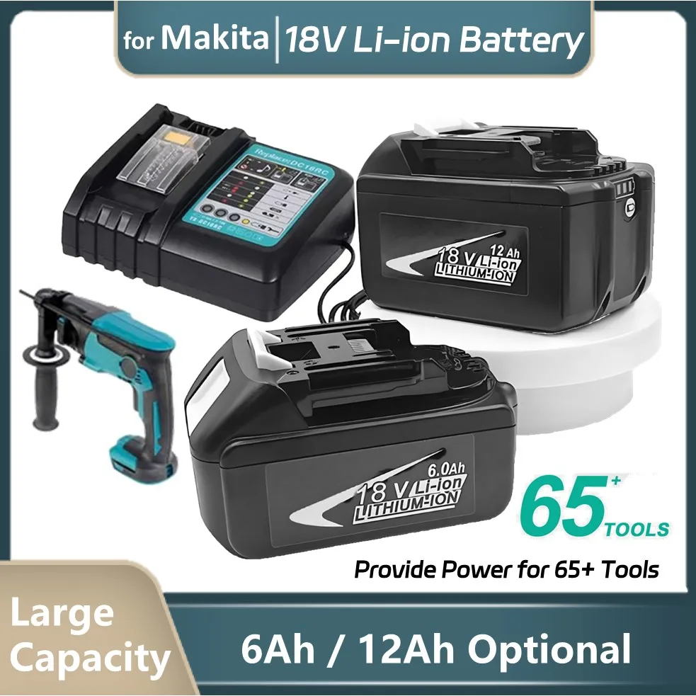 Replacement for Makita 18V Battery 6Ah 12Ah Compatible with Makita 18Volt Battery BL1860B BL1850B BL1840B BL1830B BL1815B LXT400