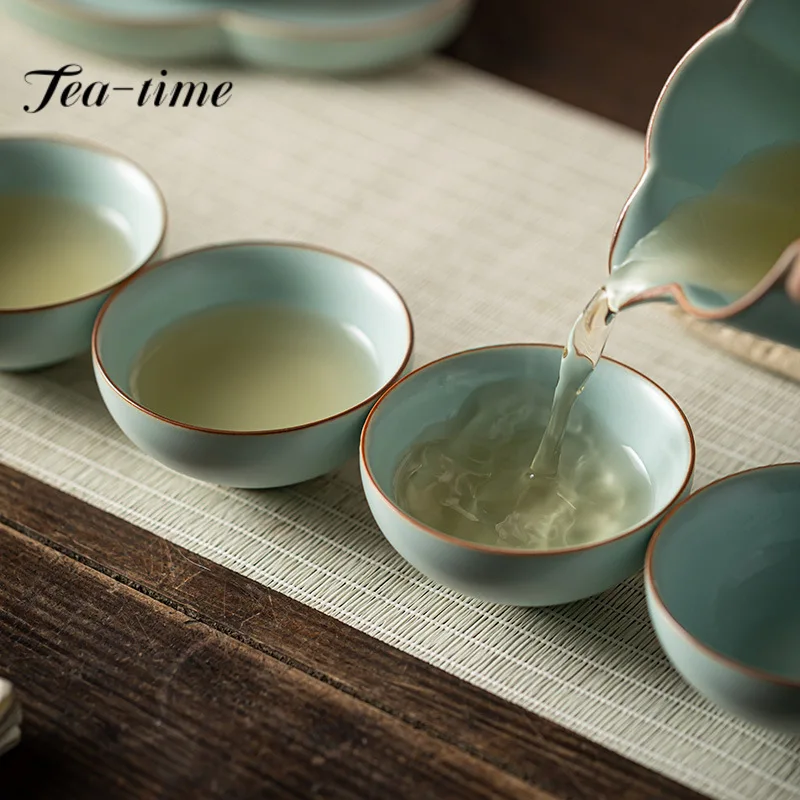 70ml Imitation Song Dynasty Ceramic Tea Bowl Azure Ru Yao Teacup Chinese Personal Master Cup Tea Soaking Mug Kungfu Tea Gift Box