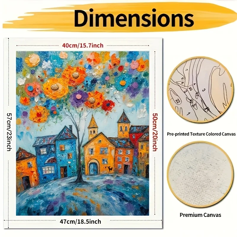 Professional Art Use 1pc DIY Adult Paint by Numbers Kit, Art Gift, Painting by Numbers - Includes Acrylic Paints, Canvas, 3 Pain