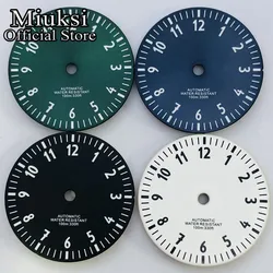 Miuksi 29mm black blue green white watch dial luminous dial fit NH35 NH36 ETA2836 2824 Mingzhu DG2813 3804 Miyota8215 movement