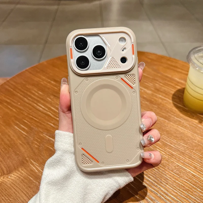 New Luxury Armor Cooling Magnetic Phone Case For iPhone 17 16 15 14 Plus 13 12 Pro Max For MagSafe Charging Shockproof Cover