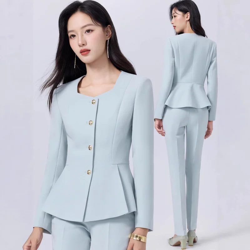 

Высококачественный профессиональный костюм для женщин, летний элегантный стиль богини, стойка регистрации отеля, рабочая одежда, ювелирный магазин, униформа