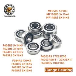 2P F623RS 3X10X4 Flanged Ball Bearing ABEC-7 RS Rubber Seal 3D Printer CNC Miniature Bearings F625RS 5X16X5 F695RS 5x13x4