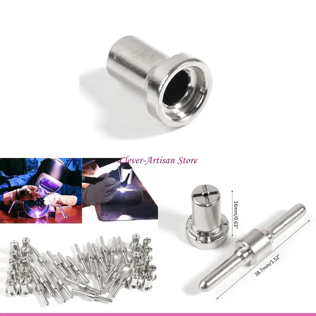 

E06B 40 Pcs Plasma Cutting Torch Consumable Cutting Extended Long Plasma Cutter