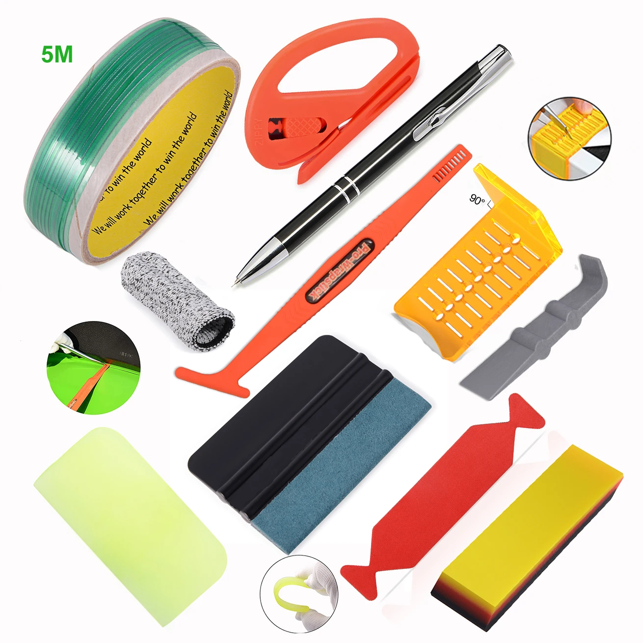 EHDIS Vinyl Wrapping Car Accessories Knifeless Tape Squeegee Kit Carbon Fiber Film Sticker Scraper Cutter Knife Window Tinting