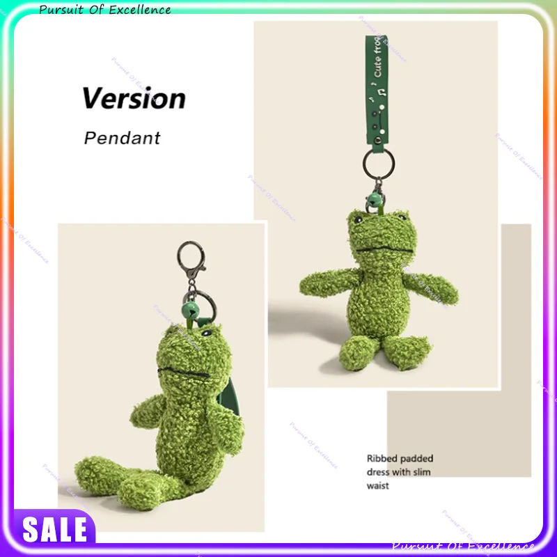 Simpatico portachiavi e portamonete in peluche con rana a testa grande - Ornamento per bambola da appendere alla zaino, regalo perfetto per coppie e vacanze