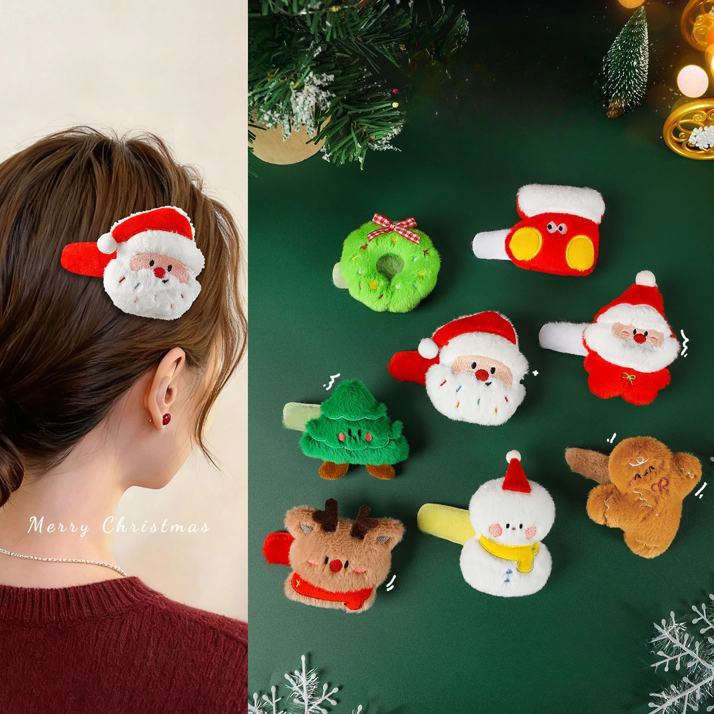 

Christmas Hairpin Cartoon Cute Trinkets Plush Doll Hair Accessories Headgear Hairpin BB Clip Girl Heart Christmas Gift 머리핀