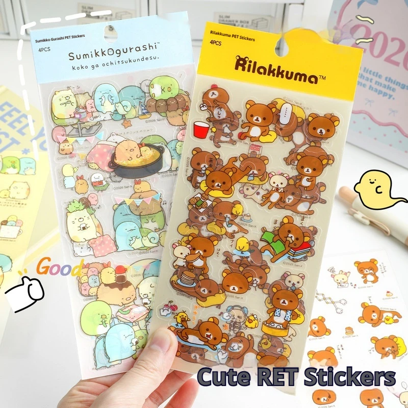 4/10pcs Rilakkuma Stickers Toys Cartoon Waterproof Sticker toys Cute DIY Decor Stickers For Phone Case Scrapbook Journal