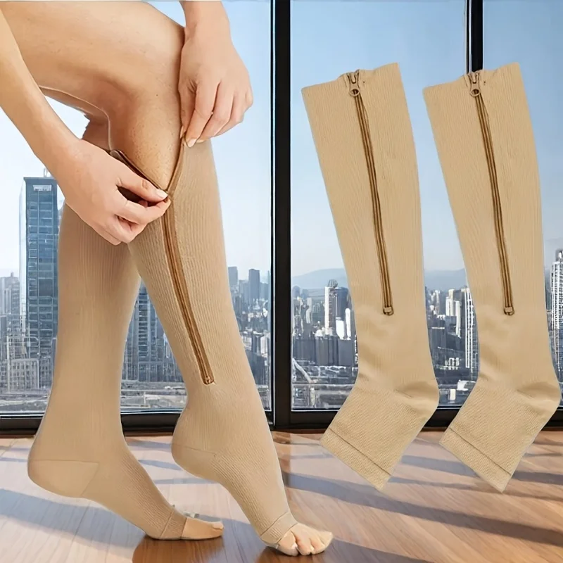 

Спортивные компрессионные носки унисекс с двойной молнией для активного отдыха, предназначенные для стройных ног и обеспечивают поддержку икр.