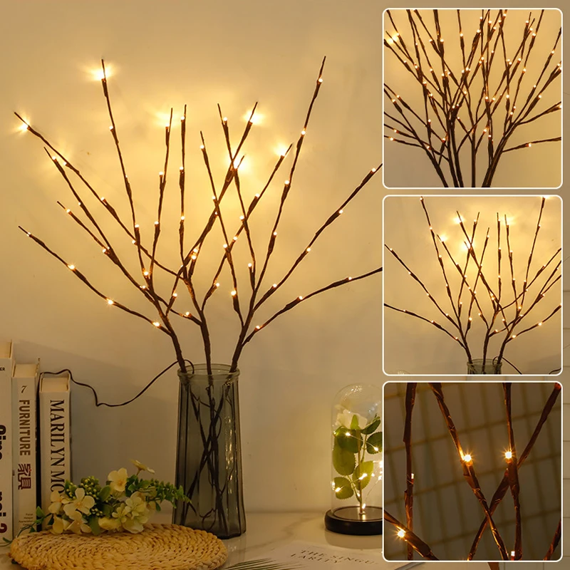 1 PC 20LED Branch Light LED Festive Fairy Lights ghirlanda Twig a batteria per luci natalizie decorazione di nozze per feste