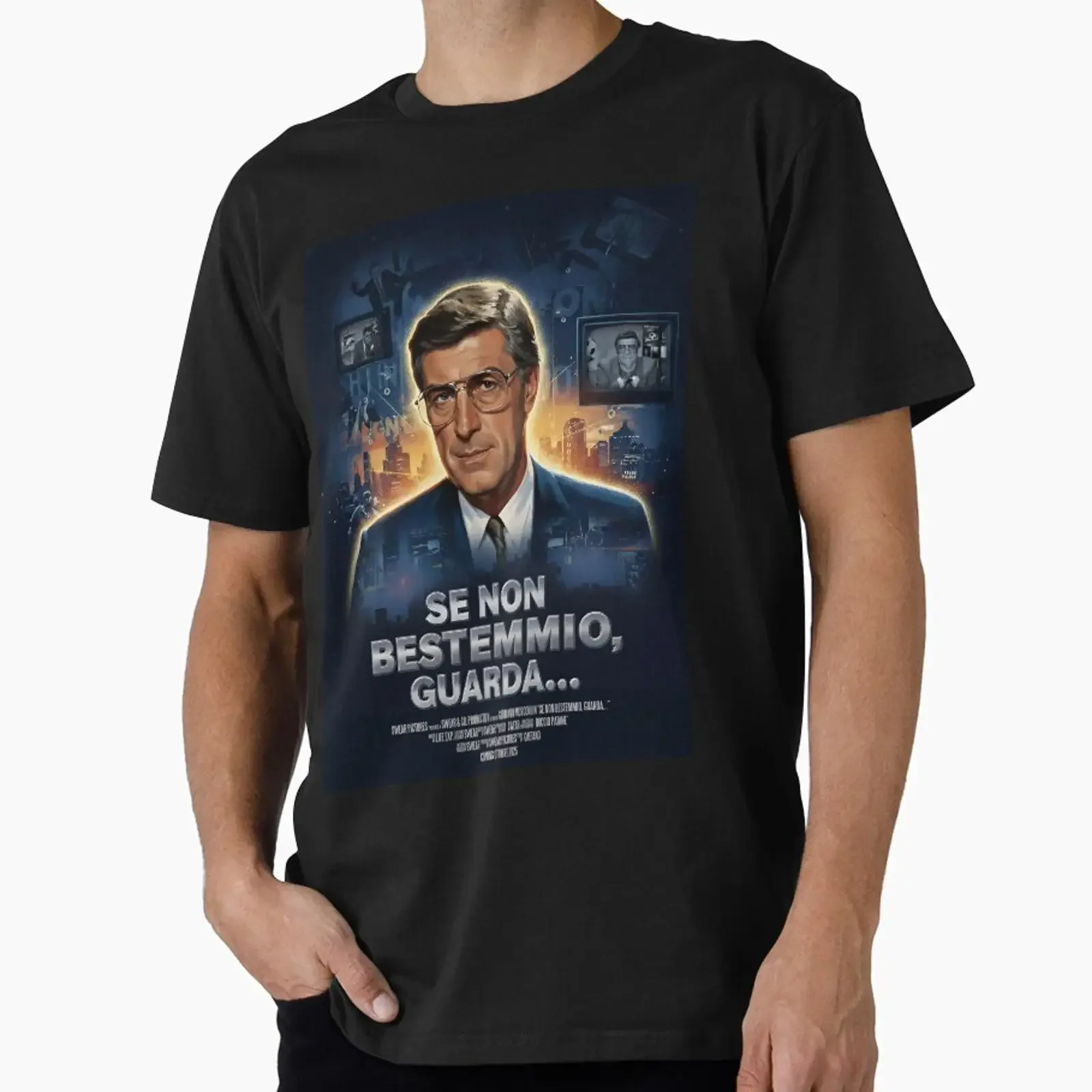 Camiseta Germano Mosconi Se Non Bestemmio Guarda, diseñada y vendida por Swear, estilo vintage, lavada, transpirable, con gráfico urbano.