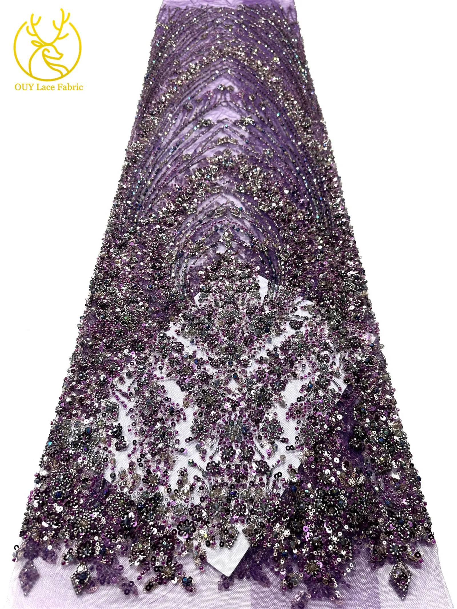 Schwarzer Luxuriöser Afrikanischer Handgefertigter Schwer Perlenverzierter Pailletten-Spitzenstoff 5 Yards Luxuriöser Französischer Tüll-Spitzenstoff für Partykleider – Detail 29