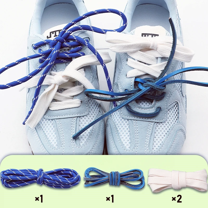 1 Pair Retro Round Leather Rope Shoelaces Durable Flat Combination Sports Training Shoe Laces for Footwear