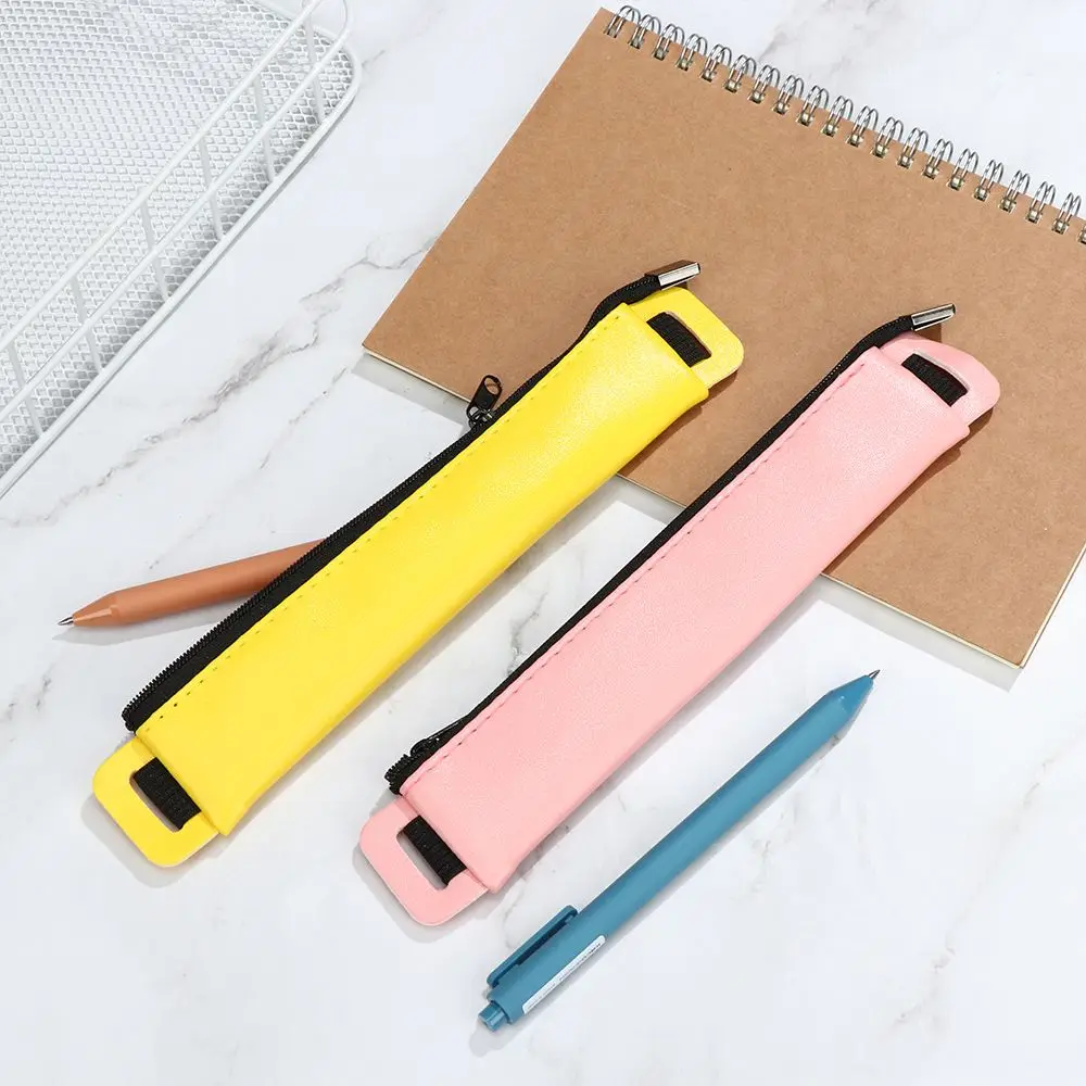 Luxury PU Leather Elastic Buckle Pencil Case Book Notebook Pen Bag Touch Screen Pen Cover Office Meeting Easy Carry Stationery