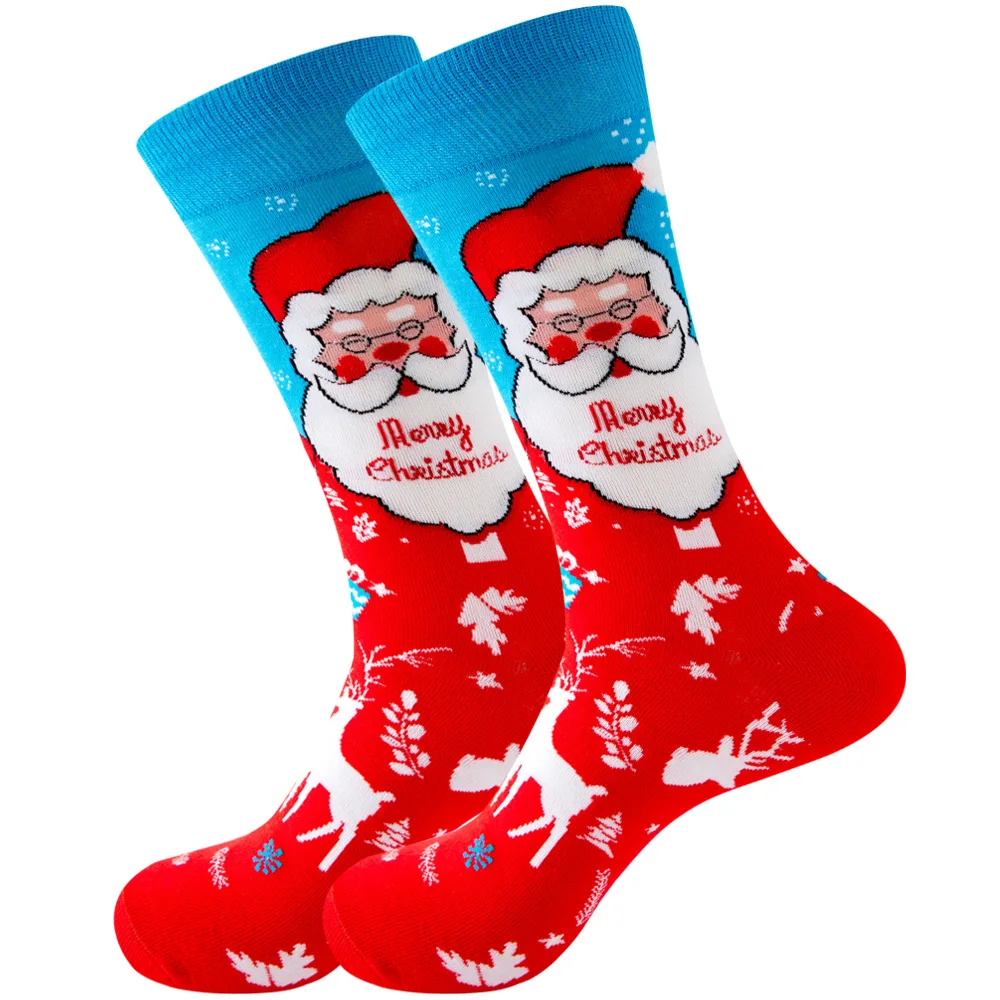 Men Women Socks Lover Christmas Halloween Celebrate Santa Elk Gift Party Biscuits Snow Happy Funny Tide Cotton Socks EU38-46