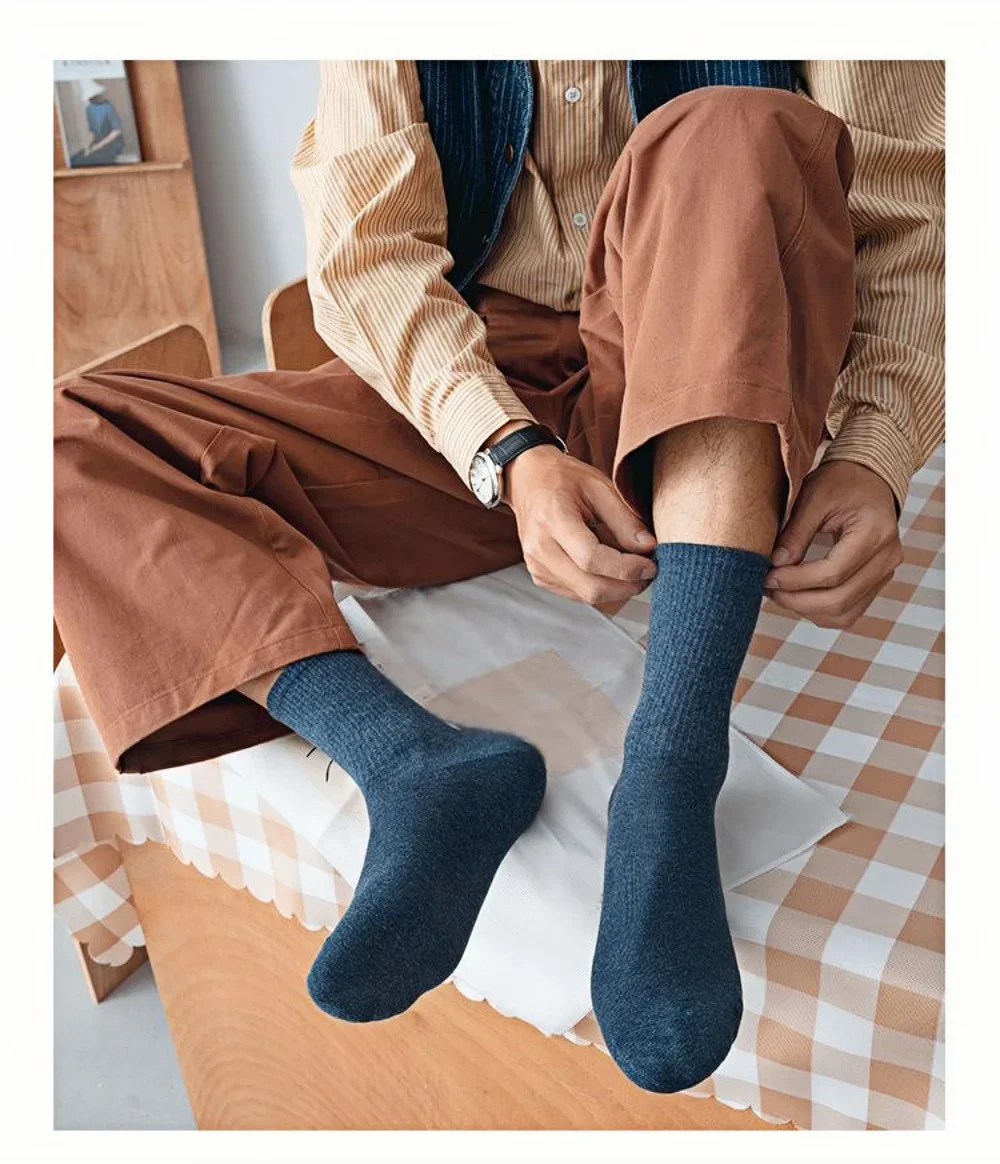 Unisex Solid Color Socks 5/10 Pairs Middle Tube Elastic Sweat-Absorbing Odor-Proof Daily Wear Comfortable Breathable Stockings