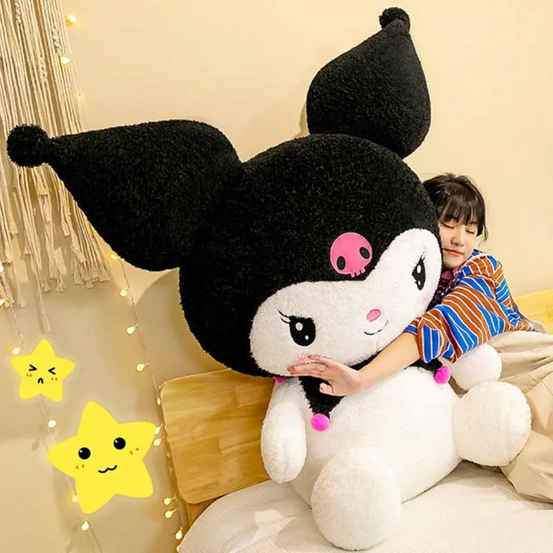 45cm Large Size Sanrio Kuromi Plush Toy Children Toys Cartoon Plushies Dolls Girls Little Devil Dark Kuromi Doll for Kids