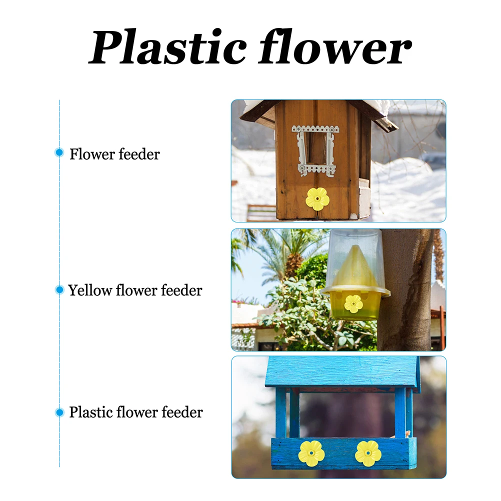 

20pcs Yellow Hummingbird Feeder Replacement Flowers Durable Plastic Feeding Ports For Bird Water Feeder Decor Supplies