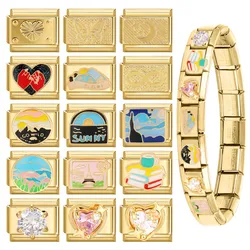 DAVINI 1pc 9mm Italian Charms Bracelet Link DIY Italian Modular Traditional Classic Type For Create Personalized Bracelet Gift