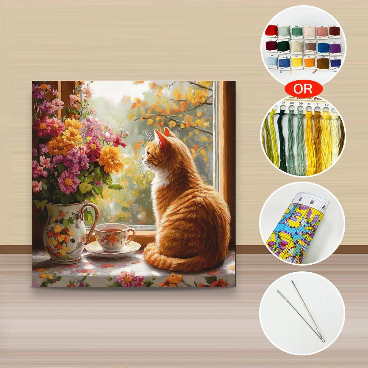 1 Stück 40x40 cm/15,74 Zoll, 11CT/14CT Kreuzstich-Set, DIY Valentinstagsgeschenk, Stickerei-Set für Festivals, Porträts – Detail 3