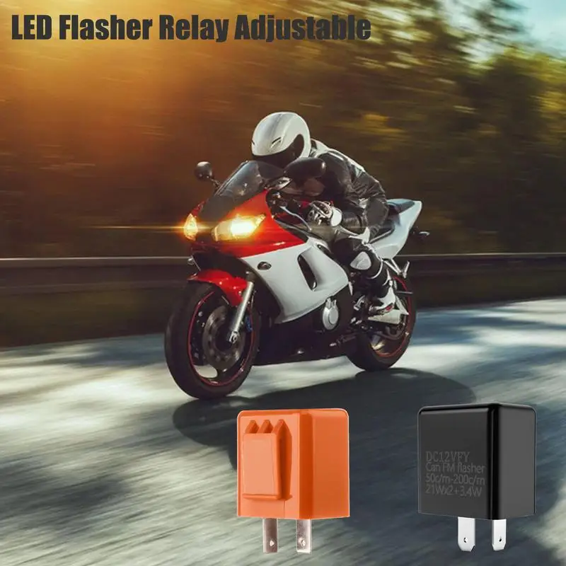 Motorcycle LED Flasher Relay Adjustable Frequency Square Flashing Flasher 12V 2 Pin LED Flaunter Relay Turn Signal Indicator
