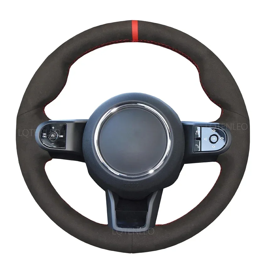 Black Artificial Suede Car Steering Wheel Cover For Mini Clubman F54 Convertible F57 Countryman F60 Electric F55 F56 2021-2023